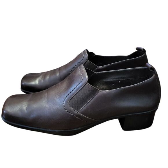 Easy Spirit Eldazu Brown Leather Square Toe Mule Block Heel Slip On, 8.5 - Picture 6 of 9